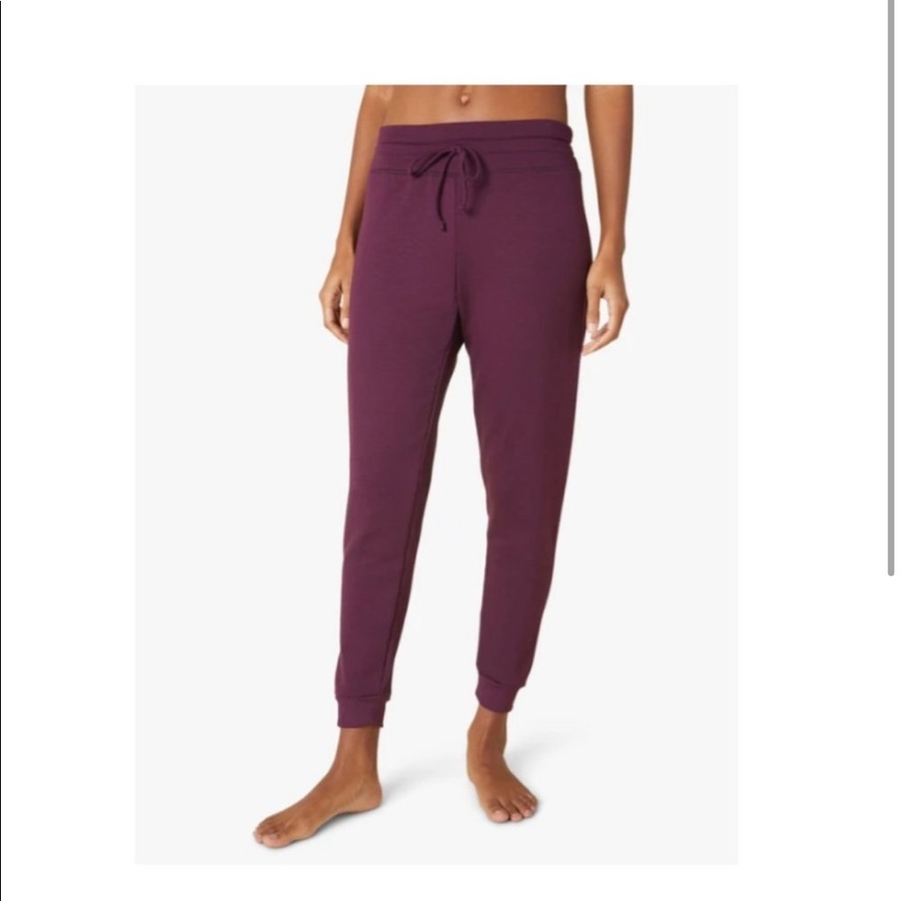 Splendid Collection Joggers Black Cherry Eggplant Velvet Trim XS